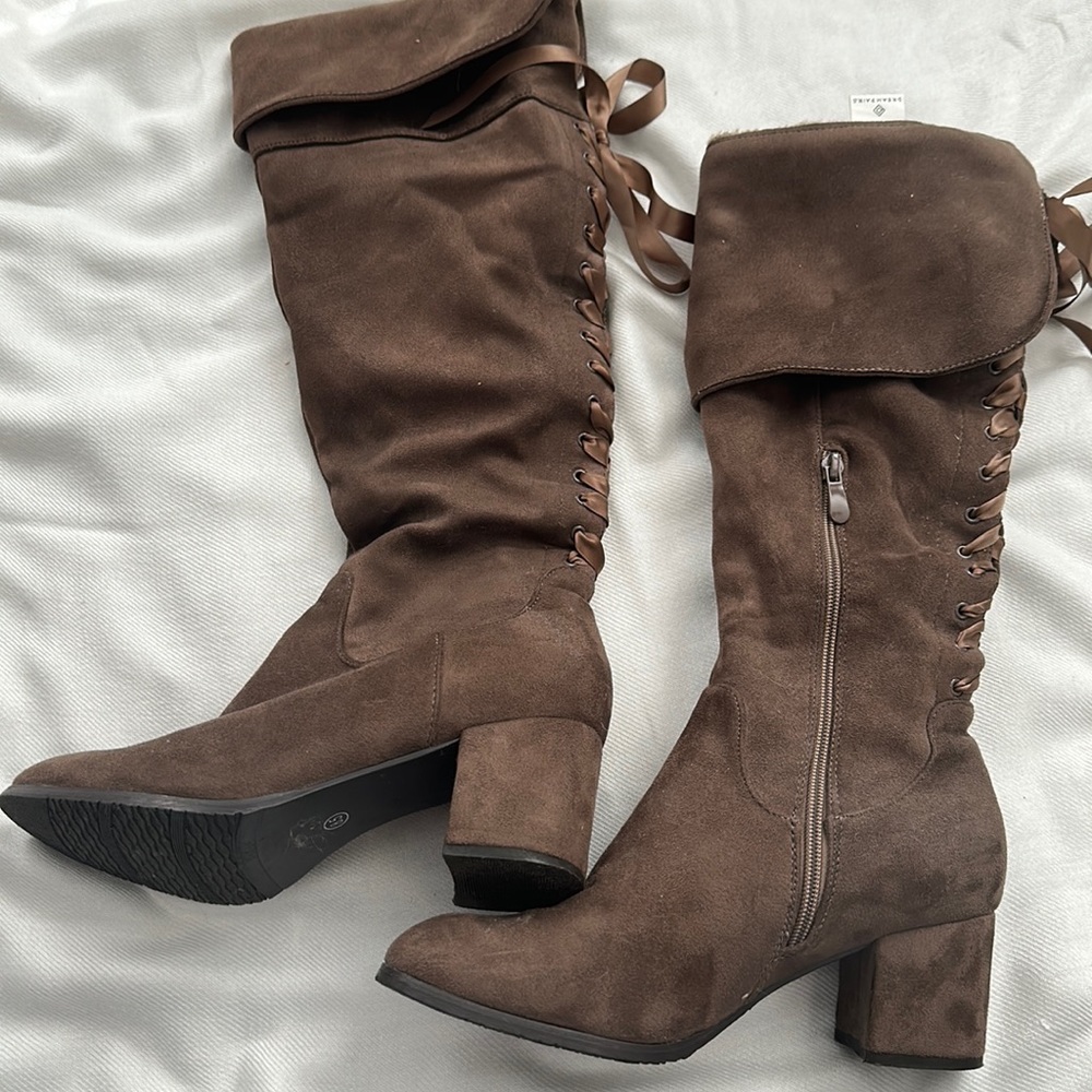 Suede brown over the knee boots